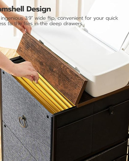 HOOBRO 2 Drawer Mobile File Cabinet, Rolling Printer Stand, Vertical Filing Cabinet, Office Cabinet, Filing Cabinet for Home Office, A4/Letter Size, Nonwovens Drawer, Rustic Brown and Gray BFG20WJ01 - LeafyLoom