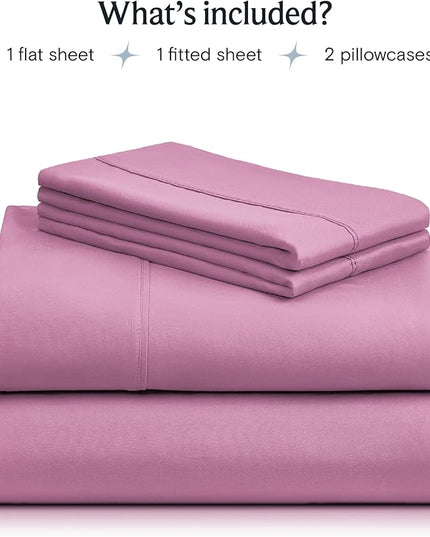 LuxClub Twin XL Sheets - Soft Twin Bed Sheets for-Boys-and-Girls-4 PC Deep Pockets 18" Eco Friendly Wrinkle Free-Kids-Fitted Sheets Machine Washable Hotel Bedding Silky Soft - Light Plum Twin XL - LeafyLoom