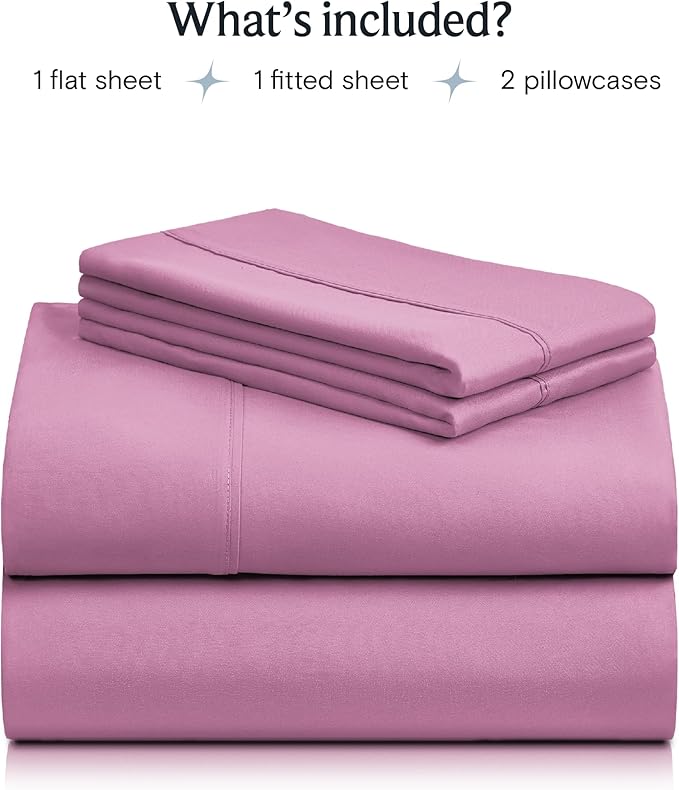 LuxClub Twin XL Sheets - Soft Twin Bed Sheets for-Boys-and-Girls-4 PC Deep Pockets 18" Eco Friendly Wrinkle Free-Kids-Fitted Sheets Machine Washable Hotel Bedding Silky Soft - Light Plum Twin XL - LeafyLoom