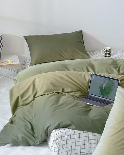 Gradient Green Comforter Set Ombre White Green Bedding Set Queen Women Aesthetic Comforter 3 PCs Green Color Bed Comforter Set Queen Gradient White and Green Comforter Set Queen - LeafyLoom