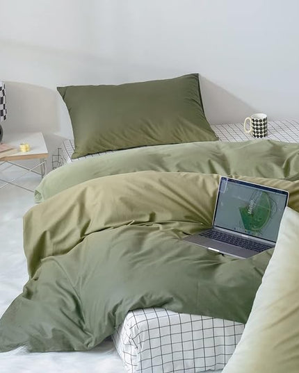 Gradient Green Comforter Set Ombre White Green Bedding Set Twin Women Aesthetic Comforter 3 PCs Green Color Bed Comforter Set Twin Gradient White and Green Comforter Set Twin - LeafyLoom