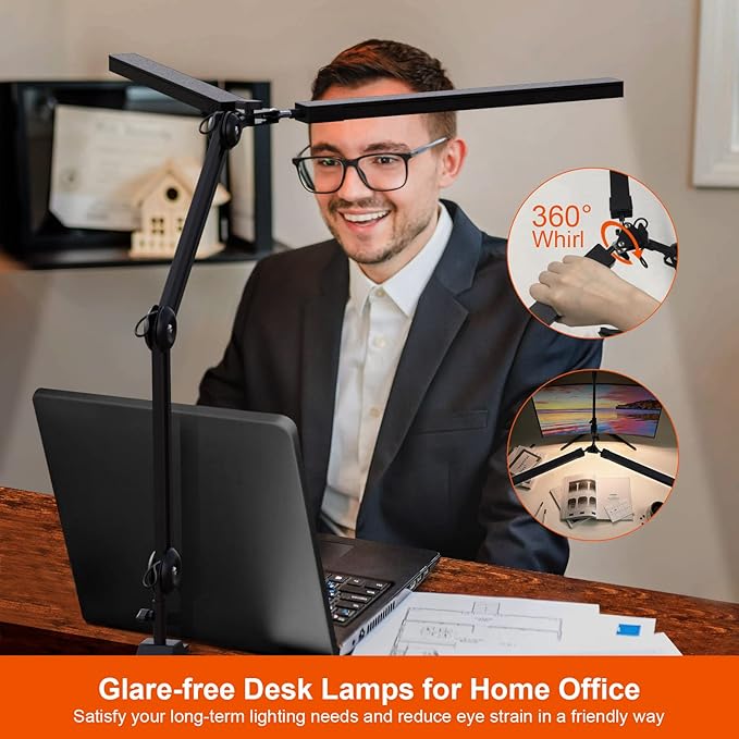 Bright 24W Clamp Desk Lamp - Adjustable Color and Brightness - Perfect for Home Office, Studio, and Reading - LeafyLoom