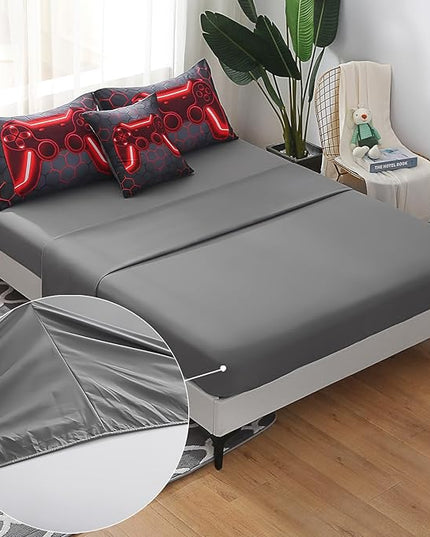 JQinHome Full Gamer Comforter Set for Boys Girls Kids,6 Piece Bed in A Bag 3D Video Game Bedding -All Season Soft Microfiber Down Alternative Comforter Gamer Bedding Sets with Sheets （Red） - LeafyLoom