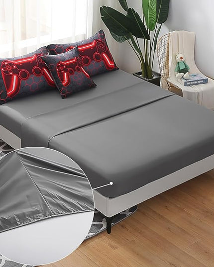 JQinHome Twin Gamer Comforter Set for Boys Girls Kids,6 Piece Bed in A Bag 3D Video Game Bedding -All Season Soft Microfiber Down Alternative Comforter Gamer Bedding Sets with Sheets （Red） - LeafyLoom