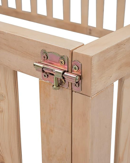 Multifunctional Full Size Floor Bed with Safety Guardrails and Door, Montessori Sturdy Solid Wood Beds Frame, Easy Assembly and No Spring Need, for Boys and Girls Room, Natural - LeafyLoom