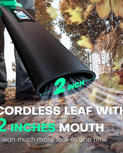 K I M O. Leaf Blower Cordless with Battery and Charger, 2X2.0 Batteries, Extension Tube, 200 CFM 170 MPH Lightweight Cordless Leaf Blower, Battery Operated Leaf Blowers for Lawn Care, Yard|Patio|House - LeafyLoom