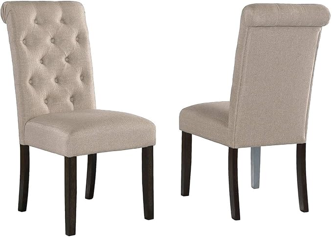 Roundhill Furniture Leviton Solid Wood Tufted Parsons Dining Chairs, Set of 2, Purple - LeafyLoom