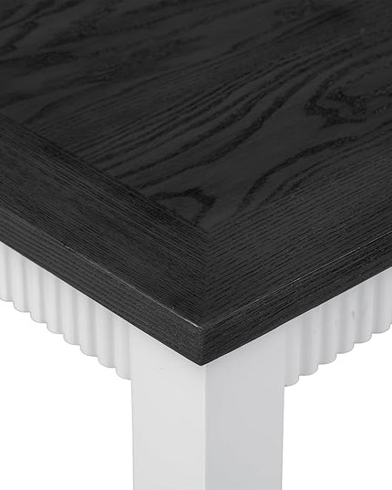 6-Piece Wood Dining Table Set with 4 Upholstered Chairs and Bench, for Kitchen Living Room, Farmhouse Rustic Style, 60" L x 36" W x 30" H, White+Gray(PU Leather) - LeafyLoom