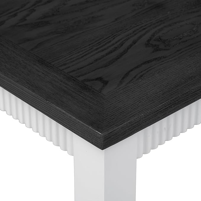 6-Piece Wood Dining Table Set with 4 Upholstered Chairs and Bench, for Kitchen Living Room, Farmhouse Rustic Style, 60" L x 36" W x 30" H, White+Gray(PU Leather) - LeafyLoom