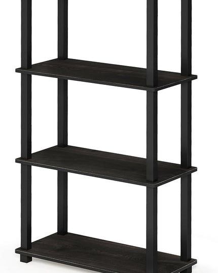 Furinno Turn-N-Tube 4-Tier Multipurpose Shelf Display Rack, Square Tube, Espresso/Black - LeafyLoom