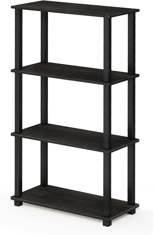 Furinno Turn-N-Tube 4-Tier Multipurpose Shelf Display Rack, Square Tube, Espresso/Black - LeafyLoom