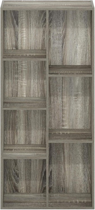Furinno Luder 7-Cube Reversible Open Shelf, French Oak - LeafyLoom