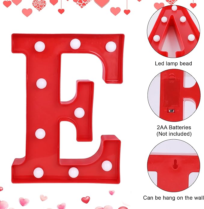 Tifeson Valentines Day Decor - 4 Led Marquee Light Up Letters “Love” Lights + 2 Packs Felt Heart Garland Banners for Home Valentines Table Mantel Wedding Party Decorations (Batteries Not Included) - LeafyLoom