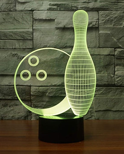 Creative Bowling Bottle 3D Night Light USB Powered Touch Switch Remote Control LED Decor Optical Illusion 3D Lamp 7/16 Colors Changing Children Kids Toy Christmas Xmas Brithday Gift - LeafyLoom