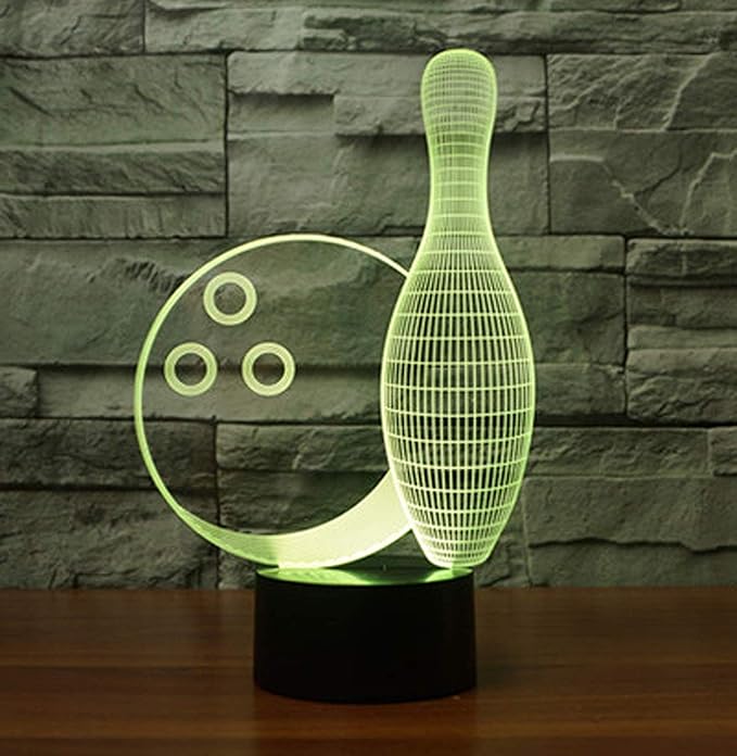 Creative Bowling Bottle 3D Night Light USB Powered Touch Switch Remote Control LED Decor Optical Illusion 3D Lamp 7/16 Colors Changing Children Kids Toy Christmas Xmas Brithday Gift - LeafyLoom