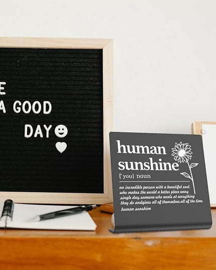 Human Sunshine Definition Desk Signs Funny Appreciation Gifts for Women Thank You Gift for Friends Teacher Coworker Doctor Nurse Gift for Mom Aunt Sister Sunshine Party Decorations (black) XLK13 - LeafyLoom