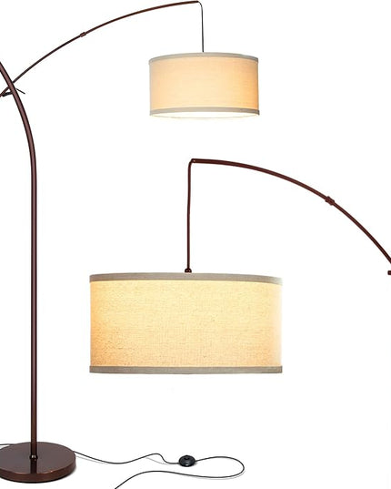 Brightech Grayson LED Floor Lamp, Modern Arc Lamp for Office & Living Room, Tall Lamp with Adjustable Arm, Standing Lamp in Industrial Style for Bedroom Reading - Bronze - LeafyLoom
