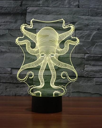 3D Octopus Night Light USB Powered Remote Control Touch Switch Decor Table Optical Illusion Lamps 7/16 Color Changing LED Lamp Xmas Home Love Brithday Children Kids Toy Gift - LeafyLoom