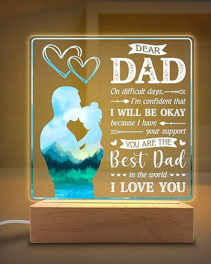 You are Best Dad in The World Acrylic Night Light Gifts for Daddy on Fathers Day, Christmas, Birthday from Son, Daughter - LeafyLoom