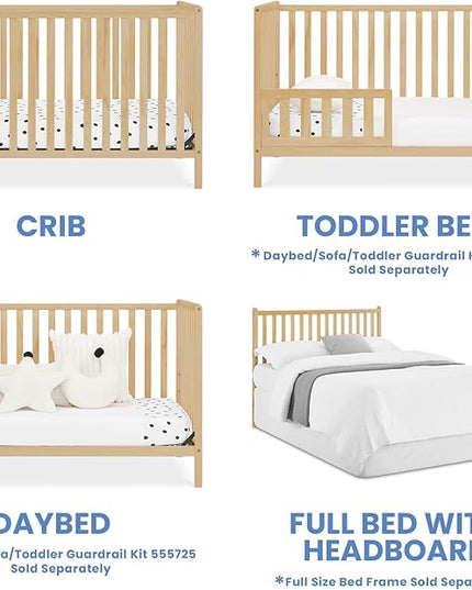 Delta Children Heartland 4-in-1 Convertible Crib, Natural + Twinkle Galaxy Crib and Toddler Mattress (Bundle) - LeafyLoom