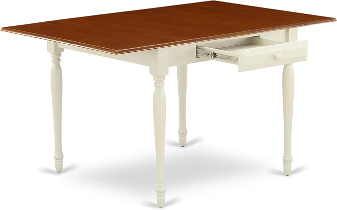 East West Furniture MZDA5-WHI-W Monza 5 Piece Set Includes a Rectangle Dining Room Table with Dropleaf and 4 Wood Seat Chairs, 36x54 Inch - LeafyLoom