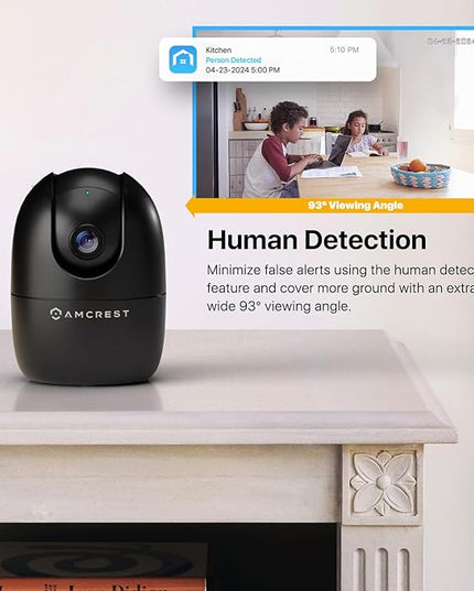 Amcrest 1080P WiFi Camera Indoor, Nanny Cam, Dog Camera, Sound & Baby Monitor, Human & Pet Detection, Motion-Tracking, 2.4Ghz Only, Pan/Tilt Wireless IP Camera, Night Vision, Smart Home ASH21-B Amcrest