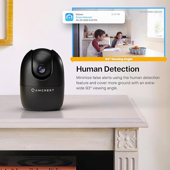 Amcrest 1080P WiFi Camera Indoor, Nanny Cam, Dog Camera, Sound & Baby Monitor, Human & Pet Detection, Motion-Tracking, 2.4Ghz Only, Pan/Tilt Wireless IP Camera, Night Vision, Smart Home ASH21-B Amcrest