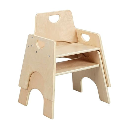 ECR4Kids Stackable Wooden Toddler Chair, 10in, Kids Furniture, Natural, 2-Pack - LeafyLoom