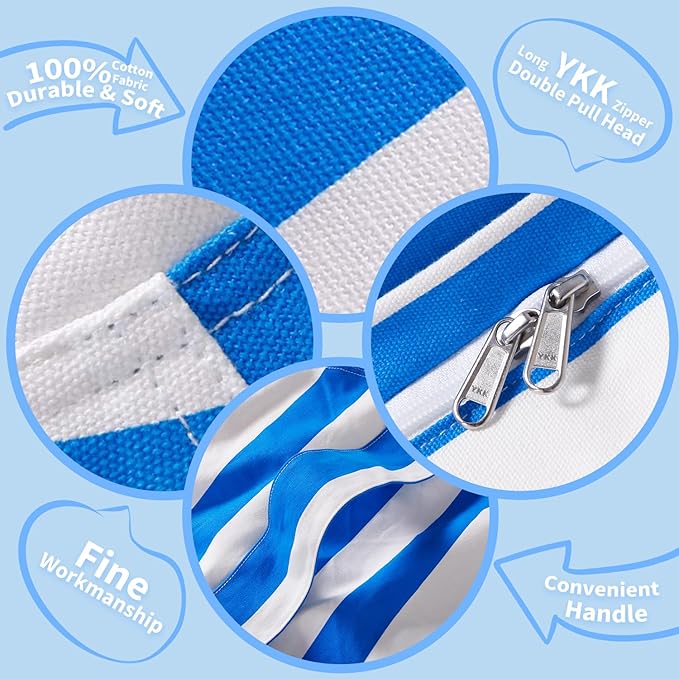 Wekapo Stuffed Animal Storage Bean Bag Chair Cover for Kids | Stuffable Zipper Beanbag for Organizing Children Plush Toys Large Premium Cotton Canvas (Blue, X-Large) - LeafyLoom