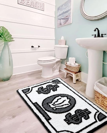 RoomTalks Boho Cute Rugs for Bathroom Kitchen Dorm Bedroom Aesthetic, 2x3 Small Area Rugs Throw Carpet, Black and White Funky Trendy Cool Bath Mat Non Slip Washable Cartoon Kids Bathroom Rugs Decor - LeafyLoom