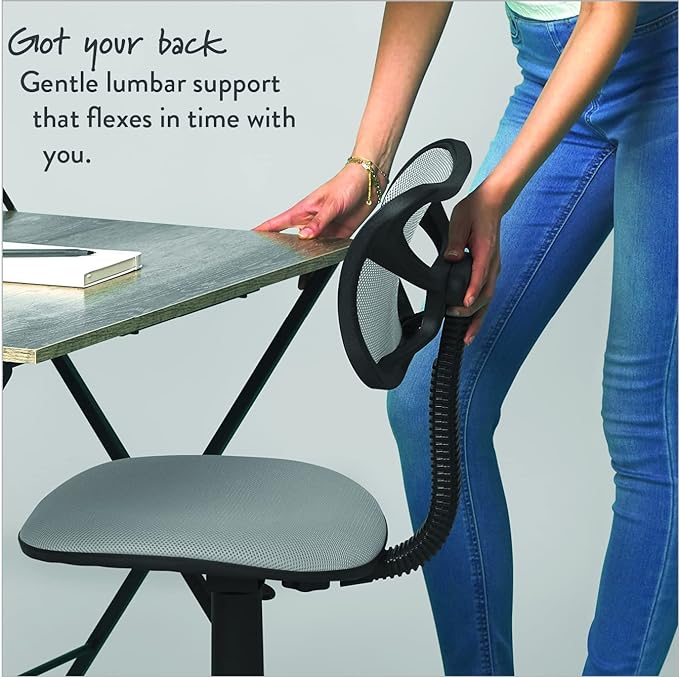Swivel Mesh Desk Chair, Silver 21D x 21W x 33H in - LeafyLoom