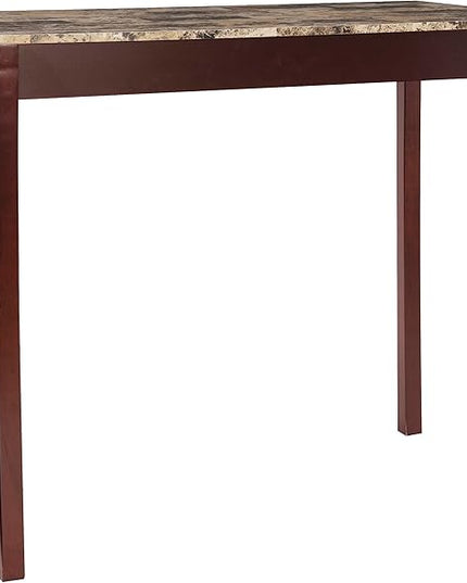 Linon Brown 3-Piece Table Faux Marble Tavern Set, 42" w x 22.25" d x 36" h - LeafyLoom