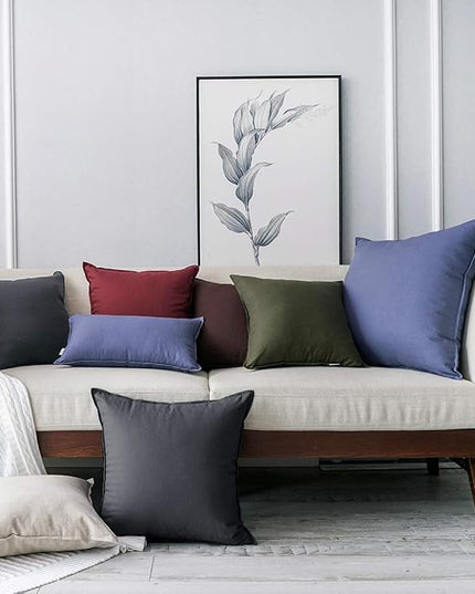 Jeanerlor Set of 2 Decorative Cotton Linen Couch Throw Pillow Case 26"x26" Sofa Pillow Durable Classy, Comfortable Cushion Cover for Living Room Car (65 x 65cm) Dark Grey - LeafyLoom
