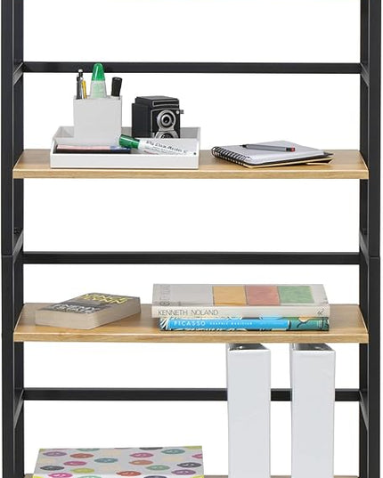 Calico Designs Ashwood 4-Tier or 2-Tier Stackable Bookshelf (1 Set),Graphite Black/Ashwood,Rectangular - LeafyLoom