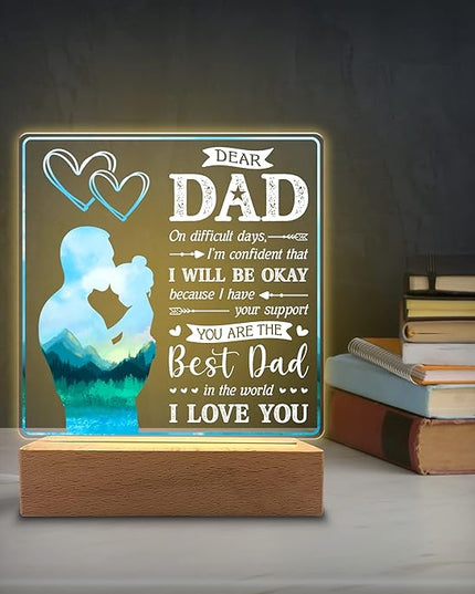 You are Best Dad in The World Acrylic Night Light Gifts for Daddy on Fathers Day, Christmas, Birthday from Son, Daughter - LeafyLoom