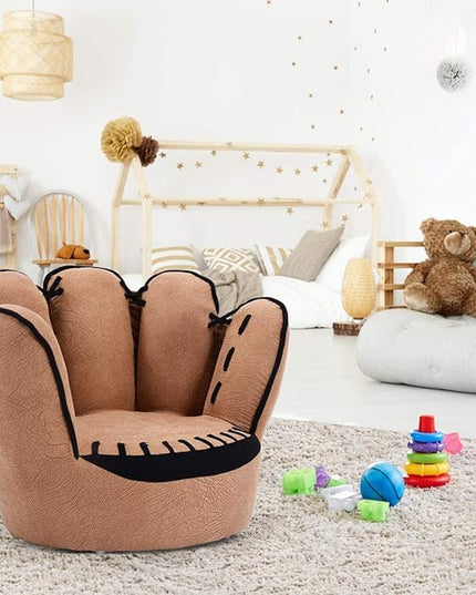 Fireflowery Kid Baseball Chair, Toddler Chair with Baseball Glove Design, Baseball Bean Bag Chair for Playroom, Gift for 3-5 Years Boys and Girls, 23.5” x 19.5” x 17.5 - LeafyLoom