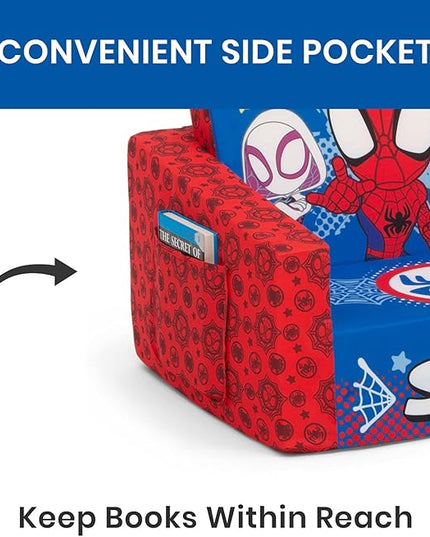 Delta Children Marvel Spidey and His Amazing Friends Cozee Flip-Out Chair - 2-in-1 Convertible Chair to Lounger for Kids - LeafyLoom