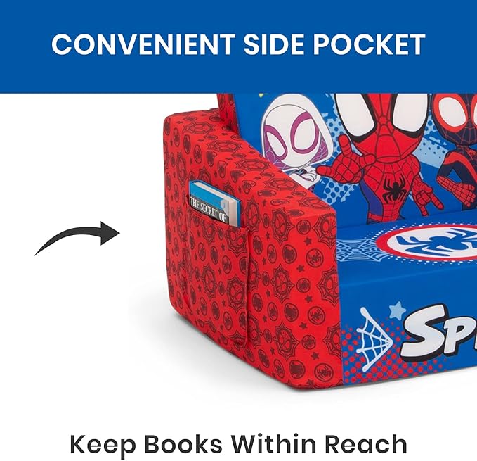 Delta Children Marvel Spidey and His Amazing Friends Cozee Flip-Out Chair - 2-in-1 Convertible Chair to Lounger for Kids - LeafyLoom
