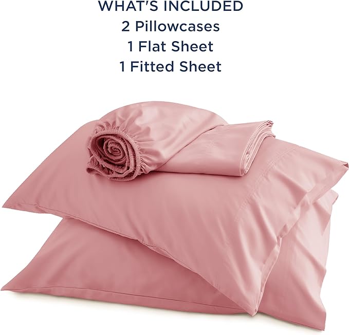 Bedsure King Size Sheet Set, Cooling Sheets King, Rayon Derived from Bamboo, Deep Pocket Up to 16", Breathable & Soft Bed Sheets, Hotel Luxury Silky Bedding Sheets & Pillowcases, Blush Pink - LeafyLoom