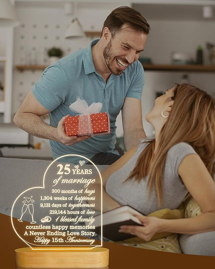 FULLOSUN Happy Anniversary Wedding Gift, Anniversary Parent Gifts, Wedding Gift for Couple, Warm Night Light for Wife Husband Romantic Valentine's Day (25th) - LeafyLoom