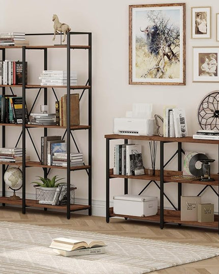 BON AUGURE Rustic Console Table with Shelves, 3 Tier Sofa Table Behind Couch for Living Room, Wood Metal Entryway Table for Hallway, Foyer, Entrance (47 Inch, Rustic Oak) - LeafyLoom