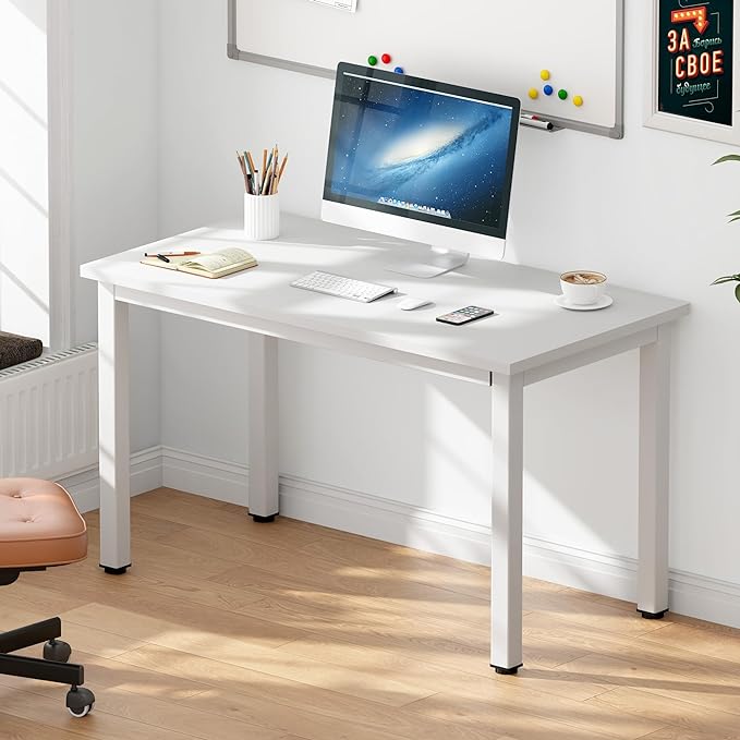 DlandHome 39 inches Small Computer Desk for Home Office Activity Table Writing Table for Small Spaces Study Table Student Laptop Desk White DND-AC3DW-100 - LeafyLoom