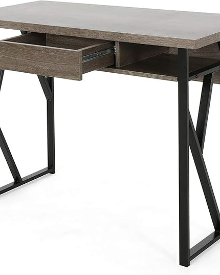 Christopher Knight Home Janet Modern Faux Wood Writing Desk, Dark Gray, Black - LeafyLoom