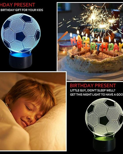 Wiscky Soccer Night Lights for Kids 3D Illusion Football Lights Lamp 7 LED Colors Changing Touch Table Desk Lamps Decorative Lighting Cool Toys Gifts Birthday Holiday Xmas Gifts Sports Theme Fans - LeafyLoom