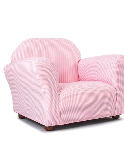 KEET Roundy Kid's Chair, Gingham Chair Only, Pink - LeafyLoom