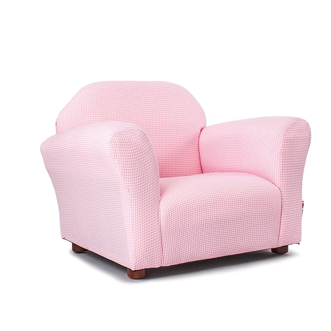 KEET Roundy Kid's Chair, Gingham Chair Only, Pink - LeafyLoom