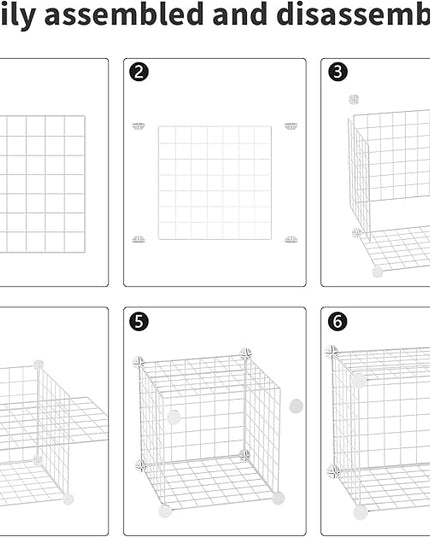 Wolizom Wire Cube Storage, Metal Grids Shelves Bookshelf, Stackable Modular Shelving Organizer, DIY Closet Bookcase Bookshelf, Grid Storage Shelf for Bedroom, Living Room, Office (White, 6 Cube) - LeafyLoom