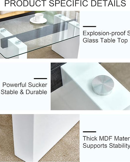 NicBex 43.3Inch Rectangular Dining Table,Minimalist Kitchen Table with Tempered Glass Tabletop and Wood MDF Legs for 4 to 6,Dining Room Table for Kitchen,Meeting Room and Living Room,Transparent - LeafyLoom