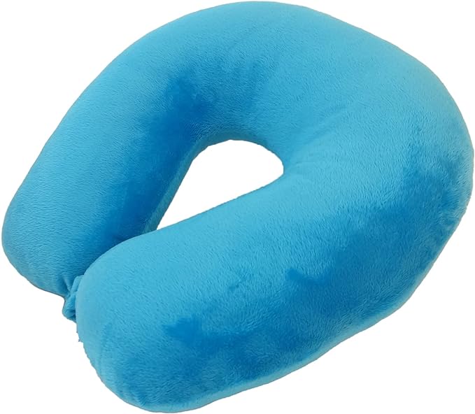 Adult Cozy Soft Microfiber Neck Pillow, Compact, Perfect for Plane or Car Travel, Light Blue - LeafyLoom
