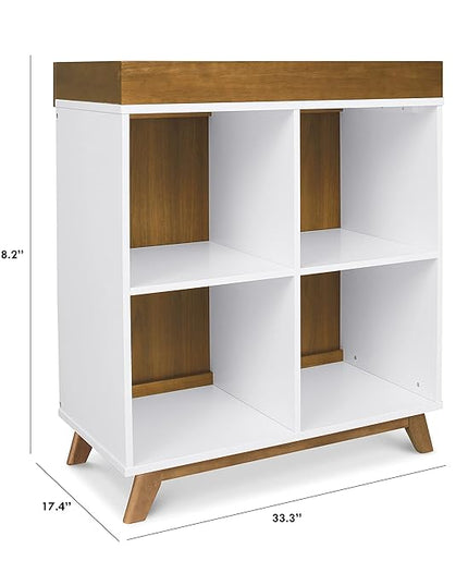 DaVinci Otto Convertible Changing Table and Cubby Bookcase in White and Walnut - LeafyLoom